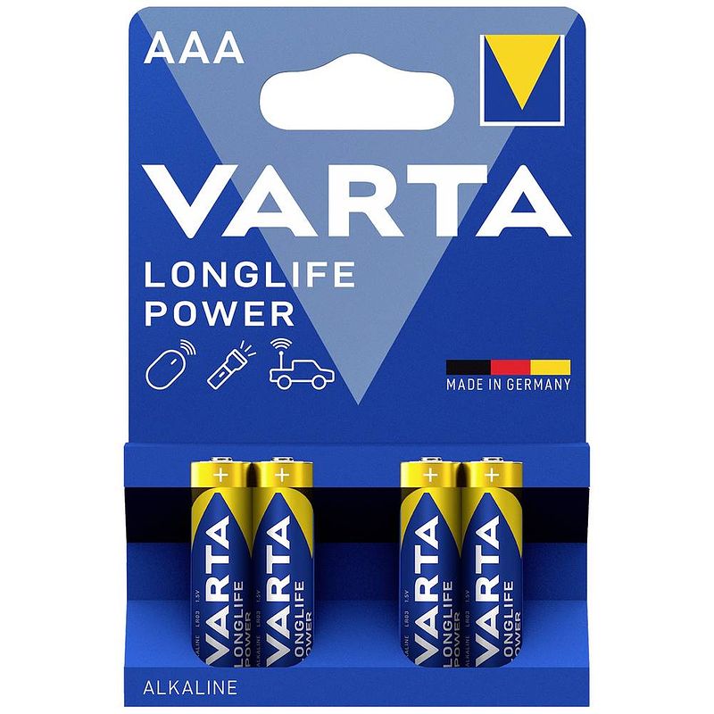 Foto van Aaa batterij (potlood) varta longlife power aaa bli 4 alkaline 1.5 v 4 stuk(s)