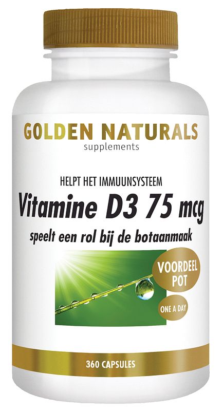 Foto van Golden naturals vitamine d3 75mcg capsules