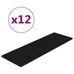 Foto van Vidaxl wandpanelen 12 st 3,24 m² 90x30 cm stof zwart