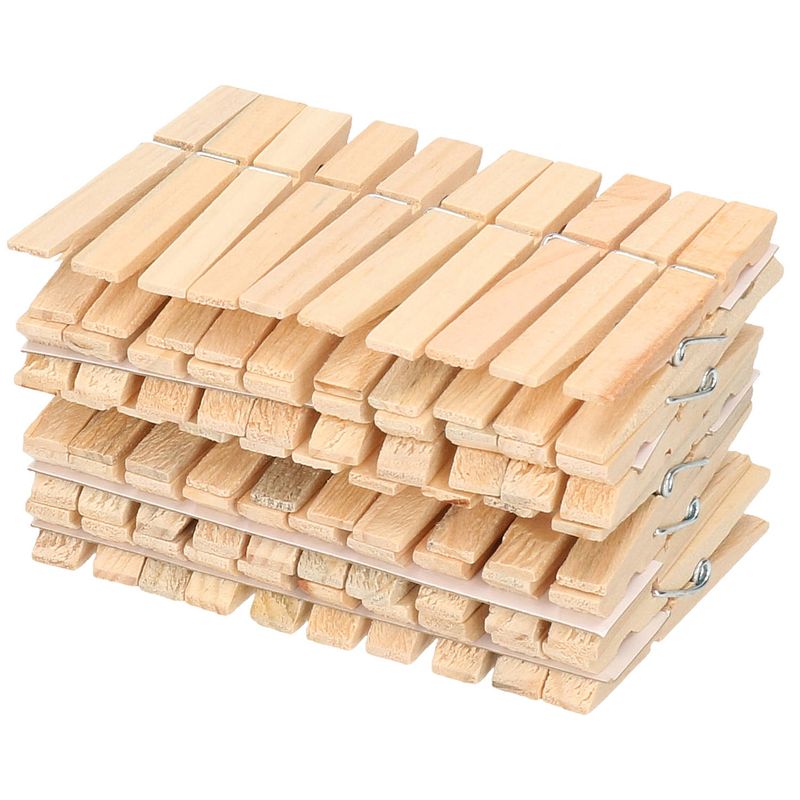 Foto van Stevige houten wasknijpers naturel pakket van 150x stuks - knijpers