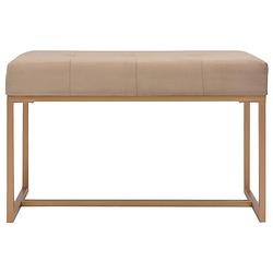 Foto van The living store fluwelen bankje - halbankje - 80x36x45 cm - beige