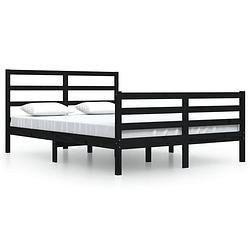 Foto van The living store houten bedframe - bedframes - 205.5 x 165.5 x 100 cm - massief grenen - zwart