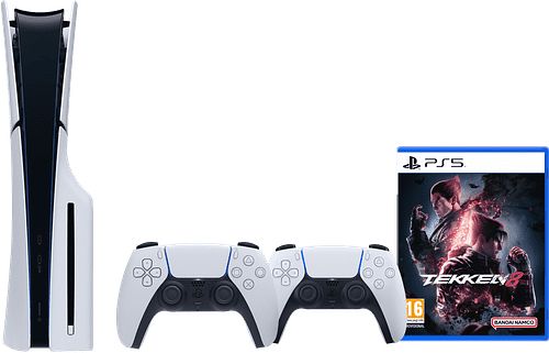 Foto van Playstation 5 slim disc edition + tekken 8 + extra controller wit