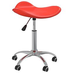 Foto van The living store draaibare eetkamerstoelen - rood - kunstleer - 44 x 44 x (46-57) cm - 360 graden draaibaar