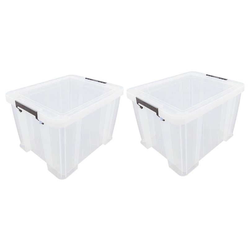 Foto van 2x stuks allstore opbergbox - 36 liter - transparant - 47 x 38 x 31 cm - opbergbox