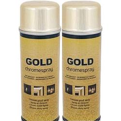 Foto van 2x gold chromespray - chrome spray goud - spuitbus spuitverf - 200 ml x2