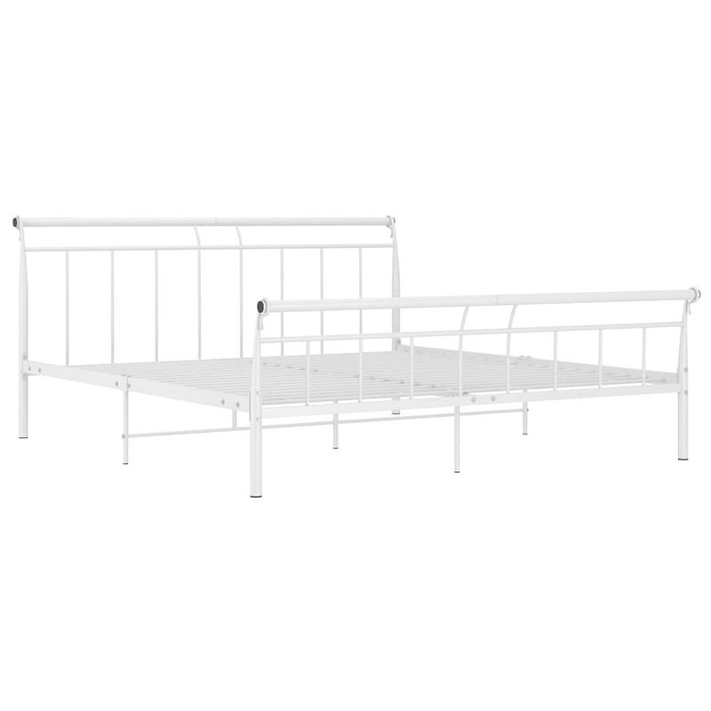 Foto van The living store metalen bedframe - wit - 208 x 186 x 90 cm - stevig en duurzaam