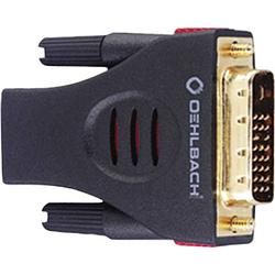 Foto van Oehlbach 9070 dvi / hdmi adapter [1x dvi-stekker 18+1-polig - 1x hdmi-bus] zwart vergulde steekcontacten