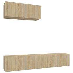 Foto van The living store tv-meubelset - sonoma eiken - 80x30x30 cm - 3 stuks