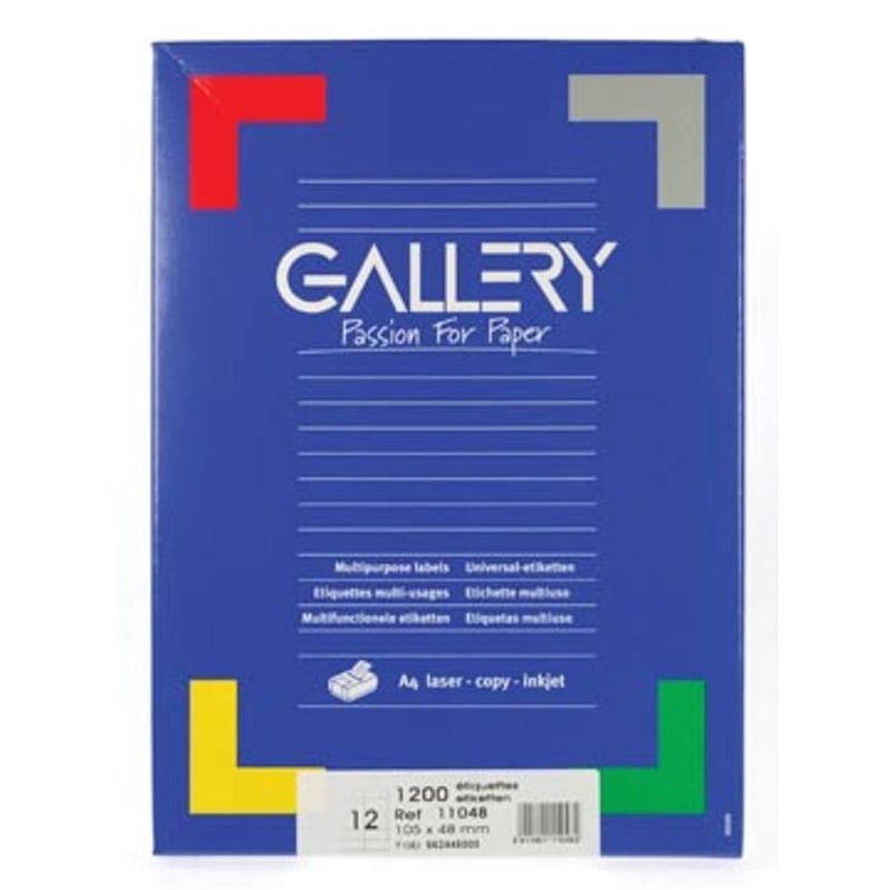 Foto van Gallery witte etiketten ft 105 x 48 mm (b x h), rechte hoeken, doos van 1.200 etiketten