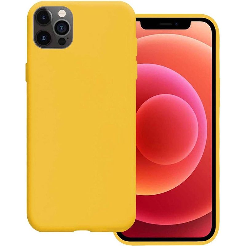 Foto van Basey iphone 12 pro max hoesje siliconen hoes case cover iphone 12 pro max-geel