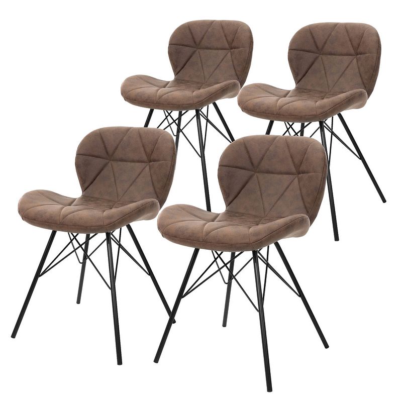 Foto van Ml-design set van 4 eetkamerstoelen met rugleuning, bruin, keukenstoel met kunstleren bekleding, gestoffeerde stoel