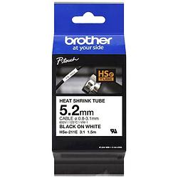 Foto van Brother hse211e labeltape krimpkous tapekleur: wit tekstkleur: zwart 5.2 mm 1.5 m