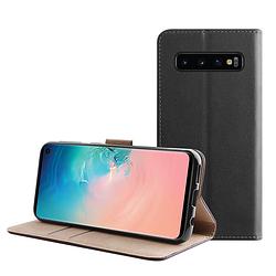 Foto van Bmax leren flip case hoesje voor samsung galaxy s10e - zwart