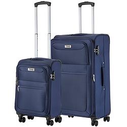 Foto van Travelz softspinner tsa kofferset - 2-delig handbagage + groot formaat - dubbele wielen - blauw