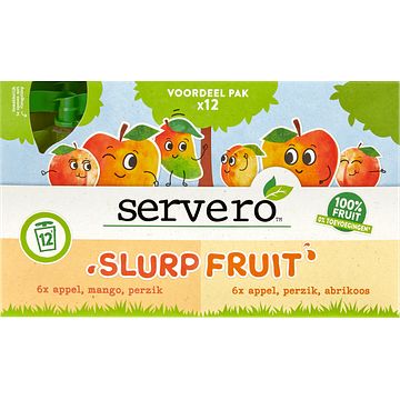 Foto van Servero slurpfruit mixpack knijpfruit appel, mango, perzik & appel, perzik, abrikoos bij jumbo