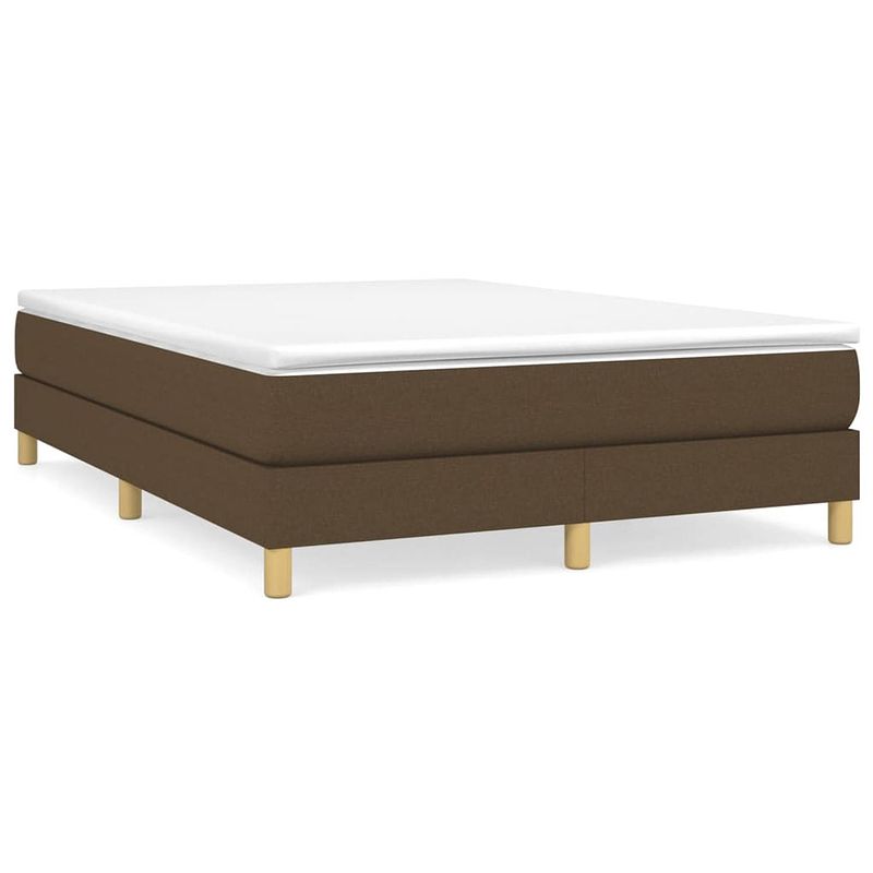 Foto van The living store boxspringbed - bedframe 140x200 cm - matras met pocketveren - topmatras - wit/donkerbruin