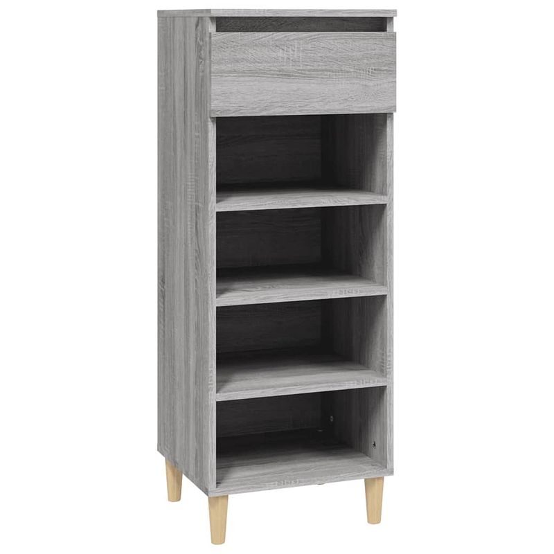 Foto van The living store schoenenkast 4 open schappen - 40 x 36 x 105 cm - grijs sonoma eiken