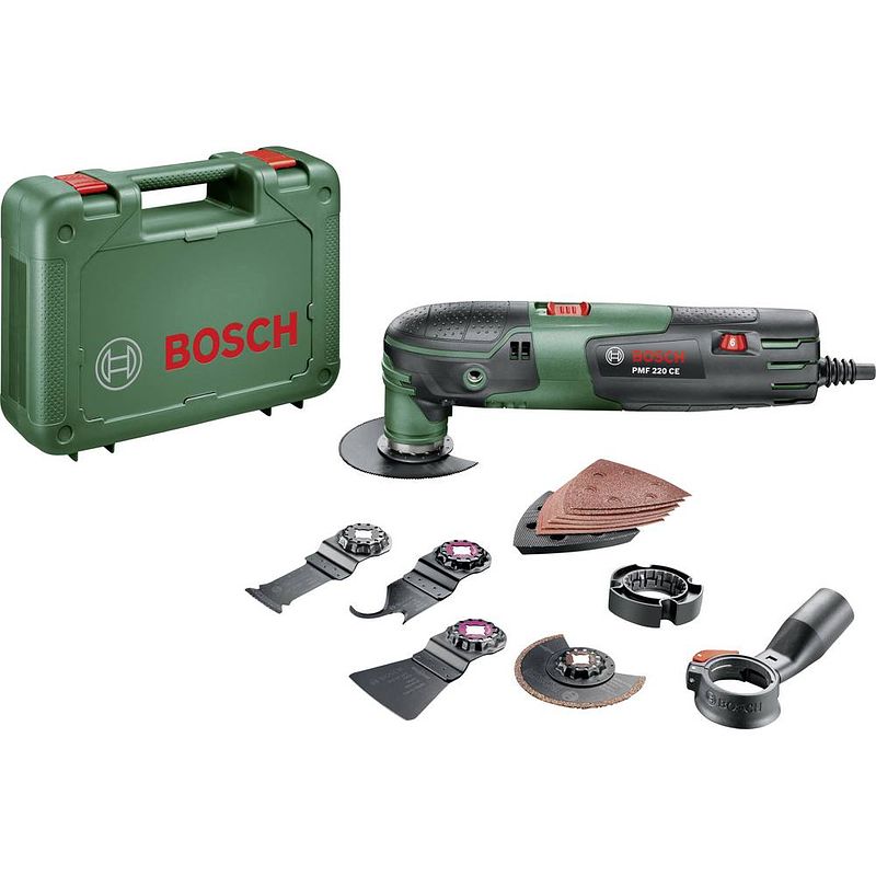 Foto van Bosch home and garden pmf 220 ce set 0603102001 multifunctioneel gereedschap incl. accessoires, incl. koffer 16-delig 220 w