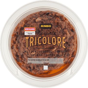 Foto van 3 voor € 6,00 | jumbo tapenade tricolore 150g aanbieding bij jumbo