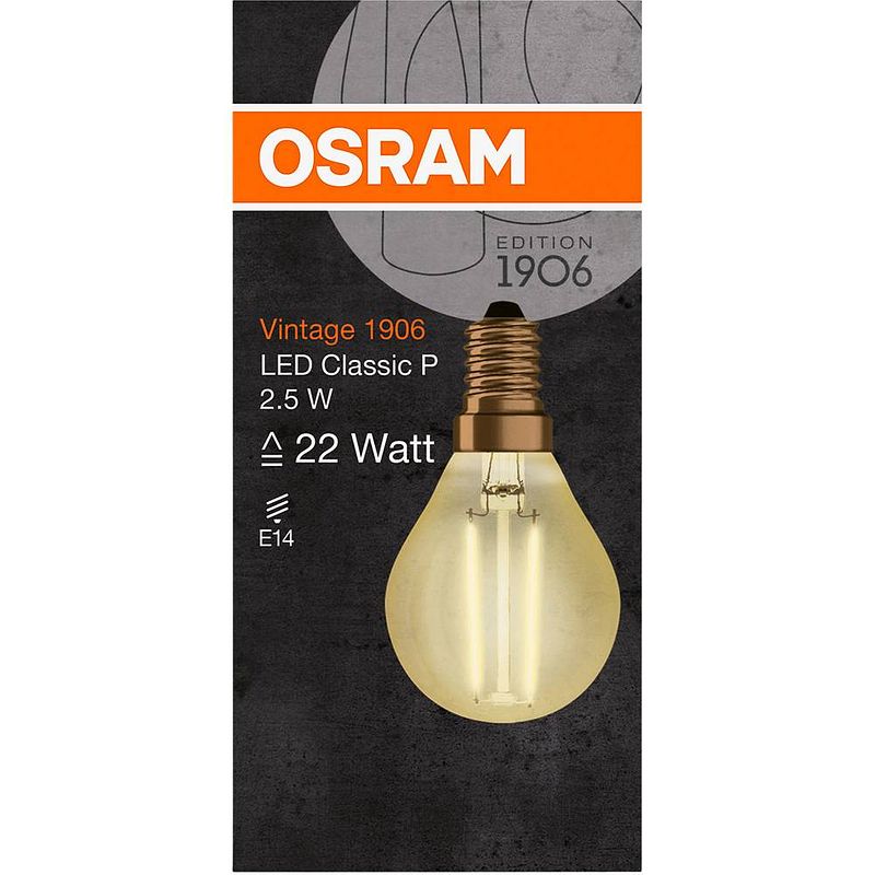 Foto van Osram 4058075290815 led-lamp energielabel f (a - g) e14 kogel 3 w warmwit (ø x l) 45.0 mm x 77.0 mm 1 stuk(s)
