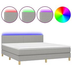 Foto van The living store bed boxspring - led 180x200 - lichtgrijs