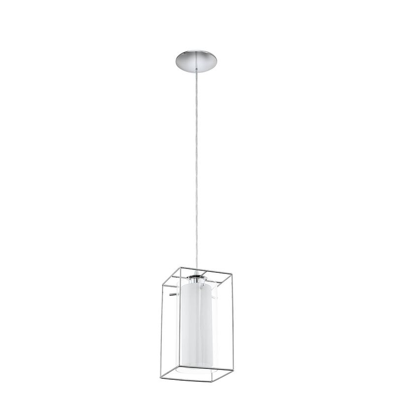 Foto van Eglo loncino 1 - hanglamp - 1 lichts - chroom - helder, wit