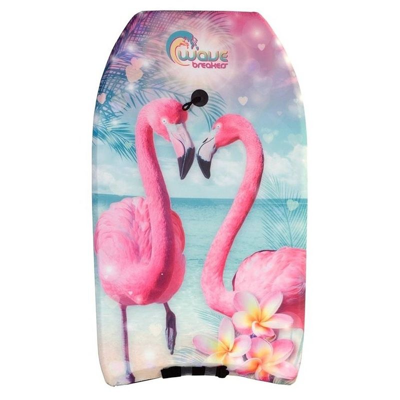 Foto van Sportx bodyboard flamingo junior foam 83 cm lichtblauw/roze