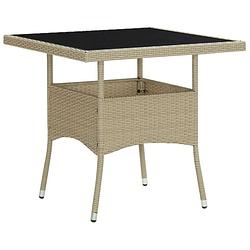 Foto van Vidaxl tuintafel poly rattan en glas beige