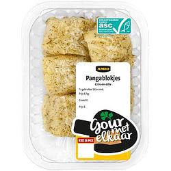 Foto van Jumbo gourmet pangablokjes citroen dille 125g aanbieding bij jumbo | 3 schalen