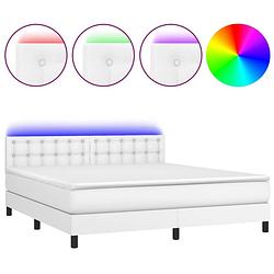 Foto van Infiori boxspring met matras en led kunstleer wit 180x200 cm