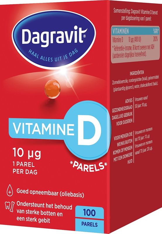 Foto van Dagravit vitamine d 10µg parel capsules