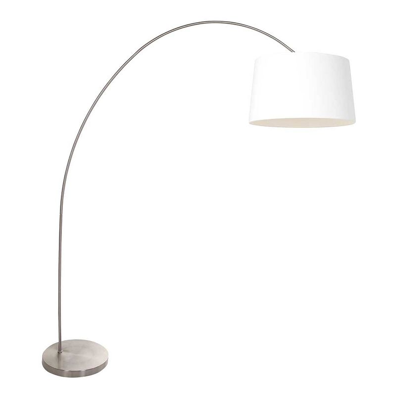 Foto van Mexlite solva vloerlamp - e27 (grote fitting) - staal en wit