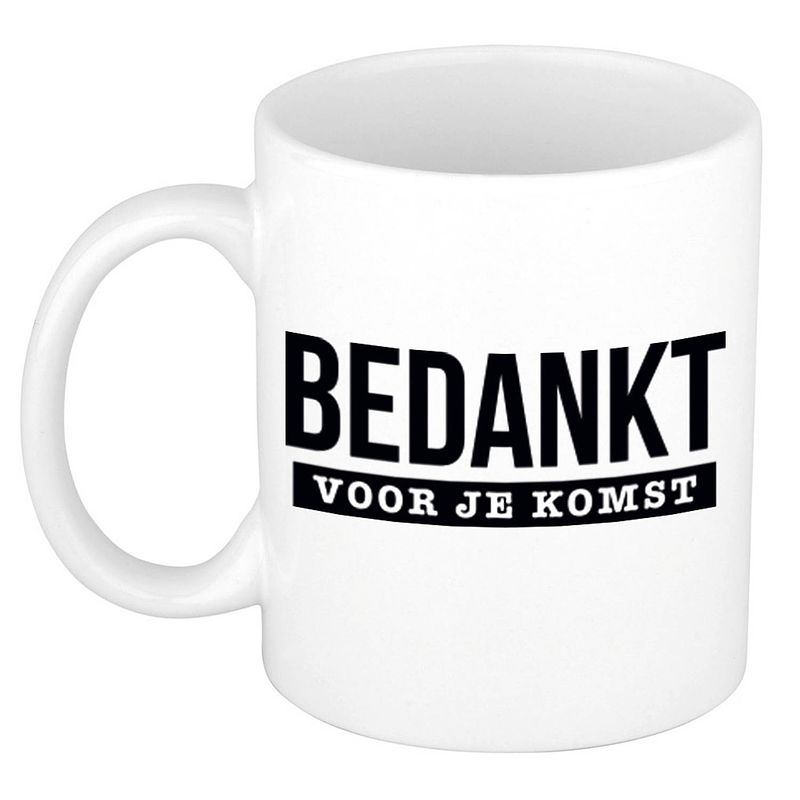 Foto van Bedankt voor je komst cadeau mok / beker 300 ml - feest mokken