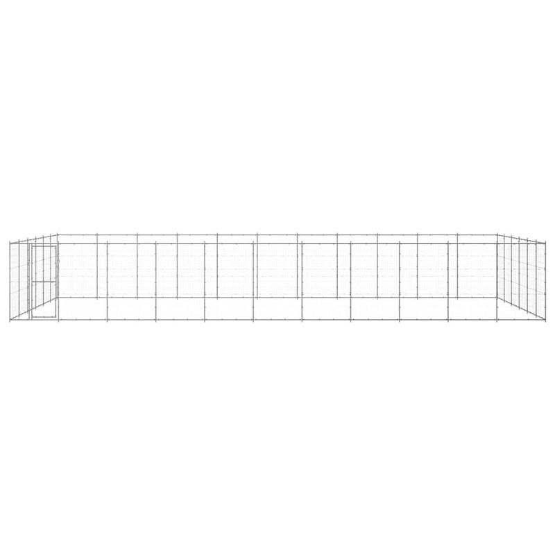 Foto van The living store hondenkennel - gegalvaniseerd staal - 1210 x 660 x 180 cm - met deur - zilver