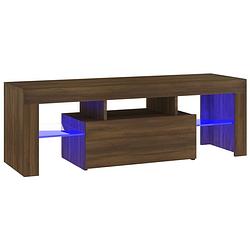 Foto van The living store tv-meubel wood - 120x35x40 cm - rgb led-verlichting - bruineiken