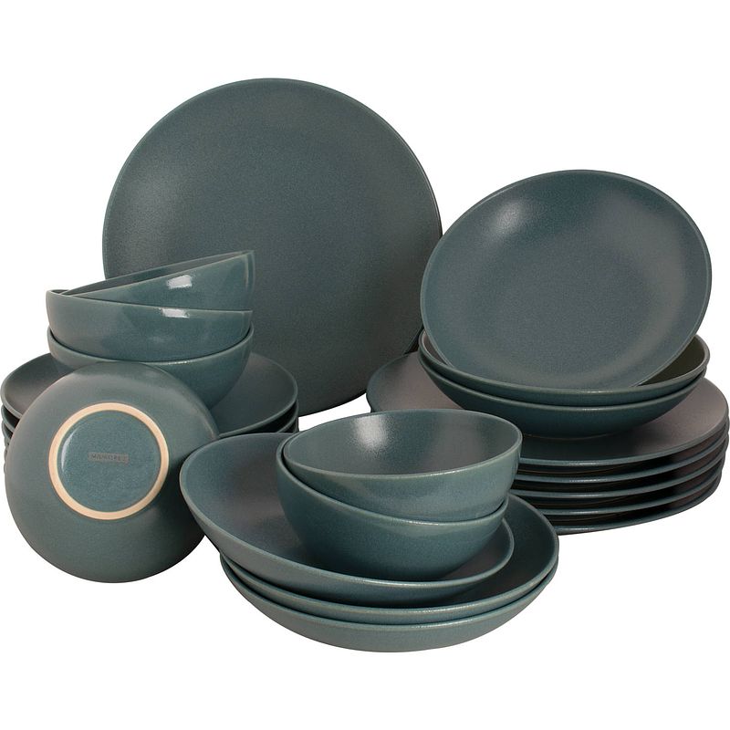 Foto van Mammoet serviesset spirit stoneware 6-persoons 24-delig groen