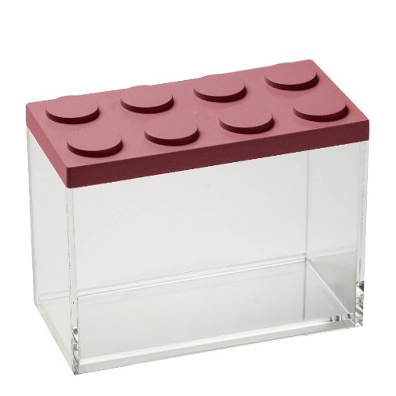 Foto van Stapelbare brickstore bewaarcontainer, 2l, rood - kunststof - omada