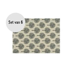 Foto van Krumble placemat met boom patroon - 30 x 40 cm - katoen - beige - set van 6