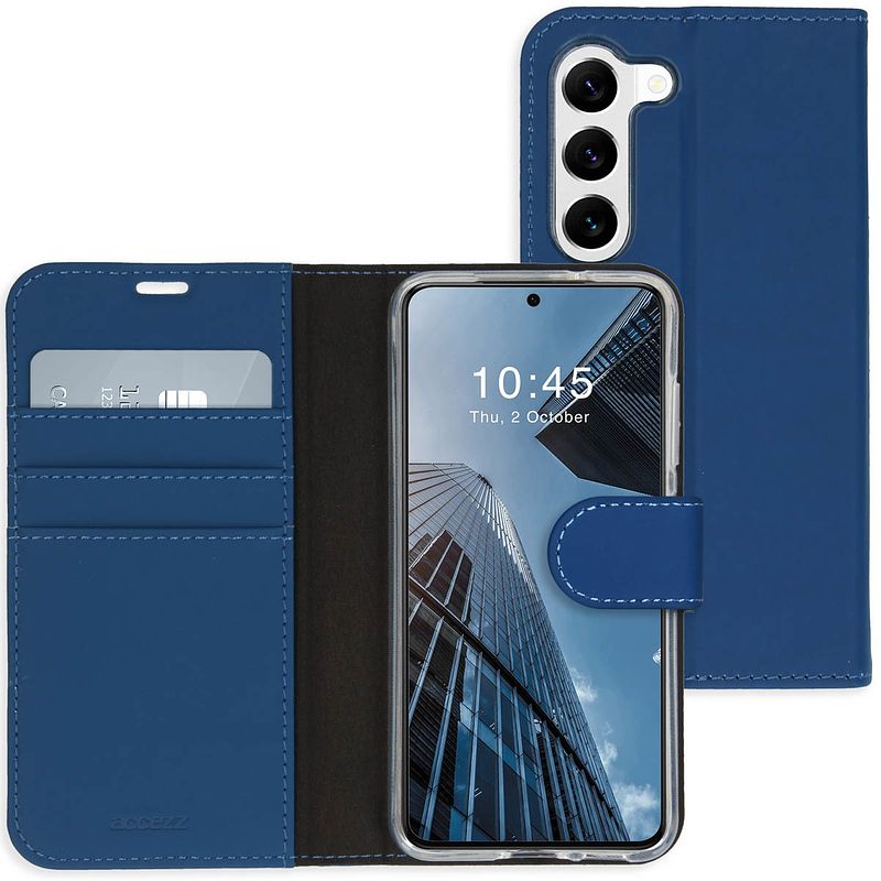 Foto van Accezz wallet softcase bookcase samsung galaxy s23 telefoonhoesje blauw