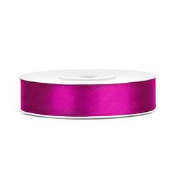 Foto van 1x hobby/decoratie fuchsia roze satijnen sierlinten 1,2 cm/12 mm x 25 meter - cadeaulinten