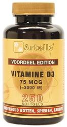 Foto van Artelle vitamine d3 75mcg softgels 250st