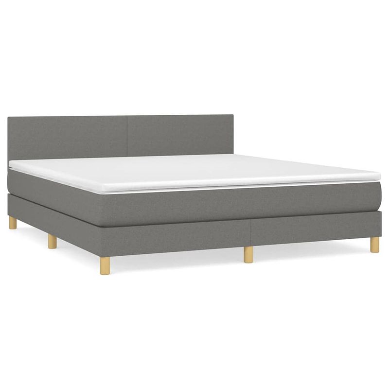 Foto van The living store boxspringbed - donkergrijs - 203 x 160 x 78/88 cm - pocketvering matras - middelharde ondersteuning -