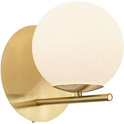 Foto van Led wandlamp - wandverlichting - trion pora - e14 fitting - rond - mat goud - aluminium