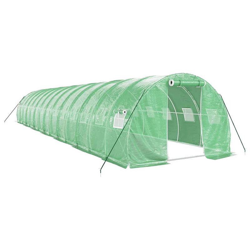 Foto van Vidaxl tuinkas met stalen frame 42 m² 14x3x2 m groen