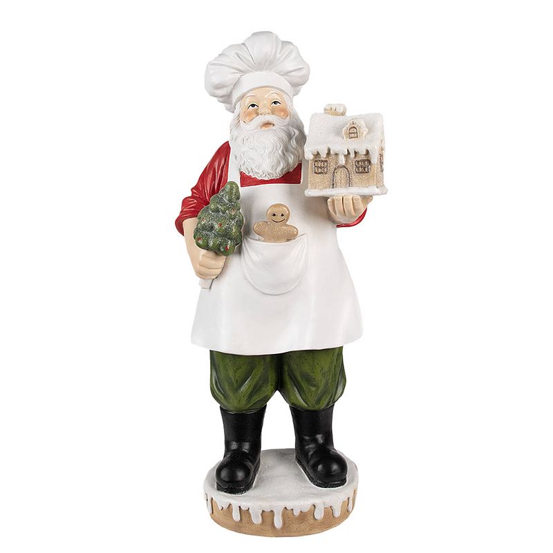 Foto van Haes deco - kerstman deco figuur 26x20x59 cm - wit - kerst figuur, kerstdecoratie