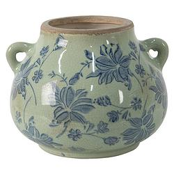 Foto van Clayre & eef blauwe decoratie bloempot 17*16*13 cm 6ce1394m