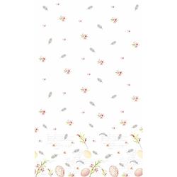 Foto van Pasen tafelkleed/tafellaken paaseieren wit/roze 138 x 220 cm - feesttafelkleden