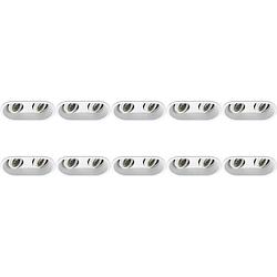 Foto van Spot armatuur 10 pack - pragmi zano pro - gu10 fitting - inbouw ovaal dubbel - mat wit - aluminium - kantelbaar -