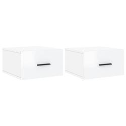 Foto van The living store wandnachtkastjes - hoogglans wit - 35 x 35 x 20 cm - 2 stuks